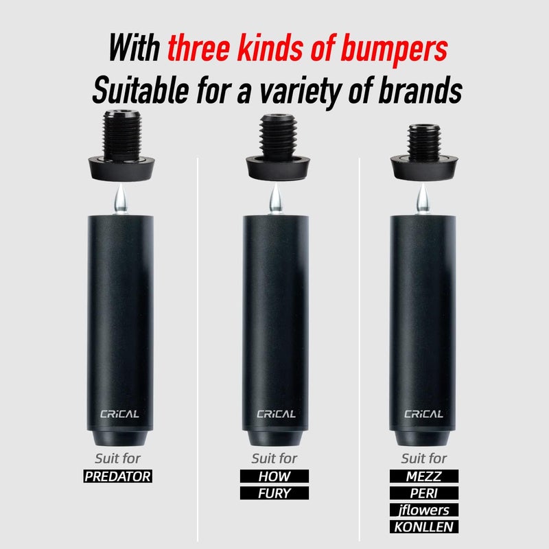 CRICAL Pool Cue Extension 2/3/4/8 Inch Metal Billiard Cue Extension with 3 Bumpers Billiard Accessories - Image 2